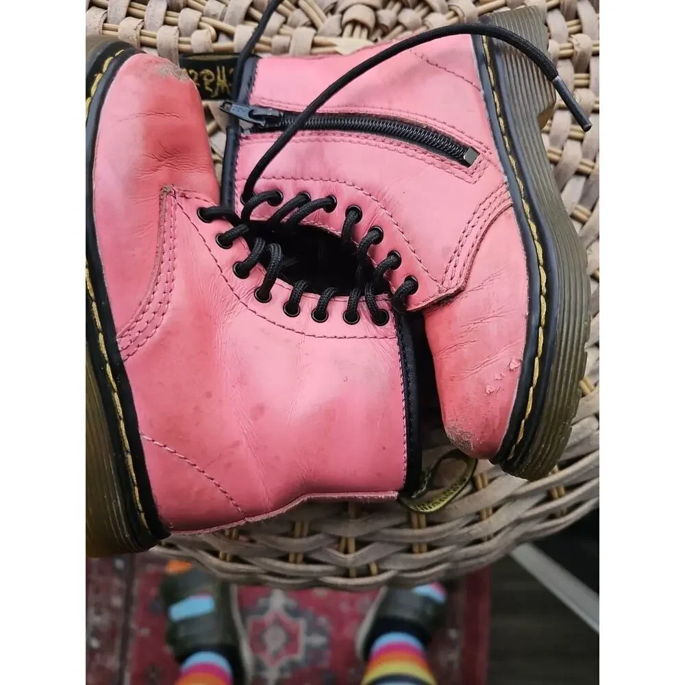 Dr. Martens Youth Toddler Leather Pink Ankle Boots 7 UK 8 US 24 EU 1460T Kids